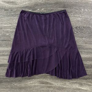 VTG Coco Bianco Purple Faux Suede Layered Tulip Hem Skirt Sz XL Boho Whimsy Goth